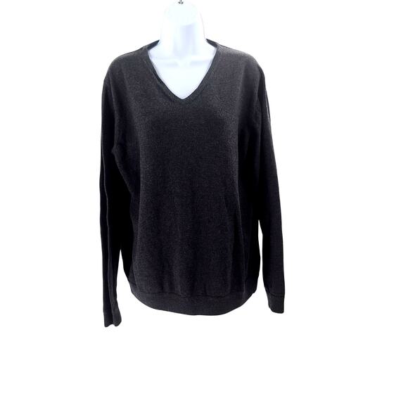 JWN mens sweater Charcoal  Italian Merino wool Size Large Fisherman quiet luxury - Picture 1 of 8